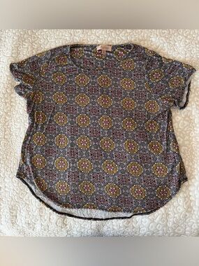 Philosophy Multicolor Floral Medallion Short Sleeve Tee. Size -1X